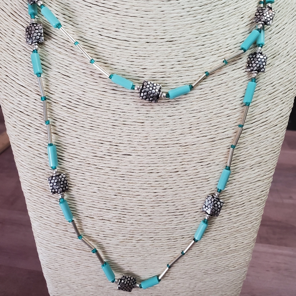 Fair trade placid blue bead necklace